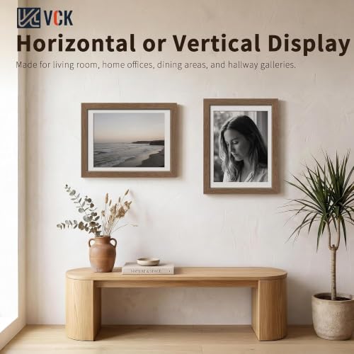 Image of VCK 12x16 Picture Frame 5 Pack, Walnut Exclusive Wood, HD Glass, for Photo