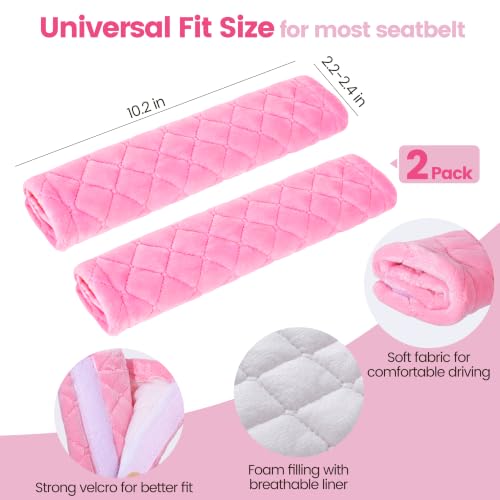 Image of Amooca Soft Auto Seat Belt Cover Seatbelt Shoulder Pad Cushions 2 PCS for a More Comfortable Driving Universal Fit for All Cars and Backpack Pink