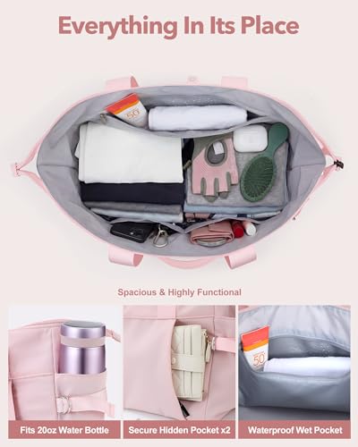 Image of Small Gym Bag for Women, Lightweight Mini Duffle Bag with Wet Compartment, Perfect as a Travel Carry On or Crossbody Weekender for Sport, Workout & Dance