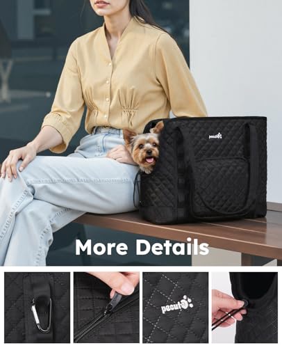pecute Hundetasche für Kleine Hunde 4kg, Tragetasche Hund Hundetragetasche Leichte, Faltbare Hundetransportbox, Katzen Transporttasche für Unterwegs, Schwarz