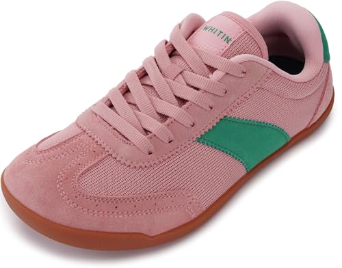 WHITIN Wide Barefoot Sneakers for Women | Brogue Toe Cap Style | Suede-Knit Hybrid