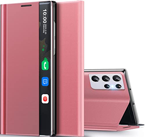 Coque Samsung S21 Ultra 5G miroir luxe en cuir à rabat chic