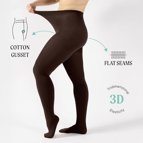 Image of CALZITALY Cashmere Wool Tights - 150 DEN Opaque Fleece Lined Warm - Multi Color Pantyhose for Women, S - 4XL