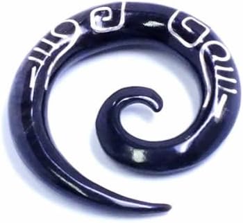 [グリーンピアッシング] ボディピアス 2G メンズ シャーマン／ネイティブ ホーン フック ブラック インサーション プラグ スパ