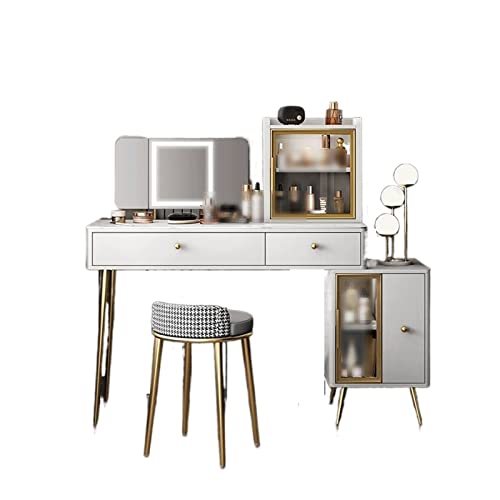 Générique Coiffeuse，Coiffeuse Luxueuse et rétractable avec capacité de Rangement supplémentaire, Style Minimaliste avec Commode Rock