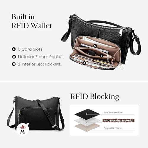 Image of befen Genuine Leather Crossbody Purses for Women, Women's Small Crossbody Shoulder Bag with Built in RFID Wallet