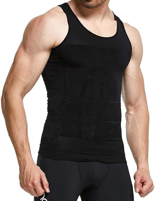 Men Compression Shirt Slimming Body Shaper Vest, Abs Abdomen Workout Undershirt to Hide Gynecomastia, Stretchable Tummy Tucker