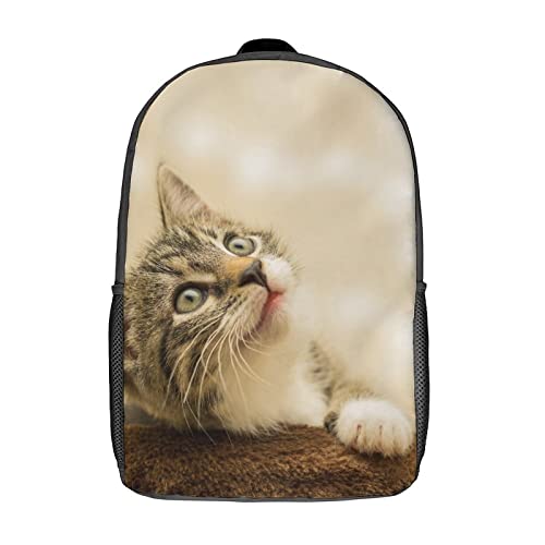 Mochila escolar unisex Cat Teen de 17 pulgadas con estampado 3D casual