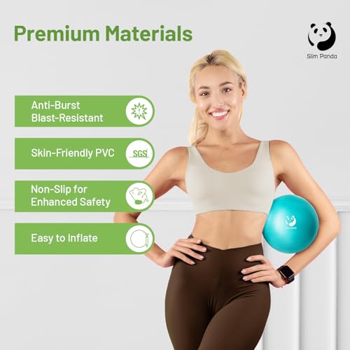 Foto von Slim Panda Gymnastikball Klein,23-25cm Pilates Ball mit Aufblasbarem Strohhalm,Soft Yoga Ball Exercise für Senioren Therapie,Hause,Fitness,Balance Training (Blauer See)