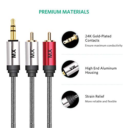 Image of Mx Audiophiles Copper Digital Coaxial Male To 2 Rca Male Audio Auxiliary Stereo Y Splitter Cable Cable For Musical Instrument (3.5Mm, 0.5 Meter)