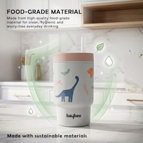 Image of BAYBEE Leak-Proof Sipper Bottle for Toddlers | BPA-Free Tritan Sipper Bottle with Straw for Babies with Double-Wall Insulation | Training Cup for Baby with Easy Clean & Easy-Grip for Kids (Grey)
