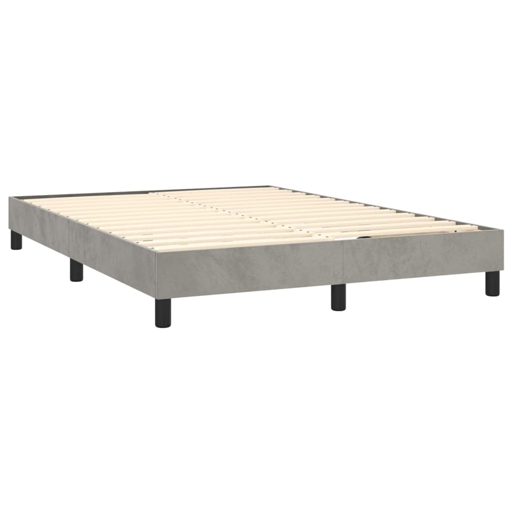 ARKEM Lit à sommier tapissier et Matelas Gris Clair 140x190cm Velours,Sommier Tapissier,Sommier À Lattes,Sommier avec Pieds