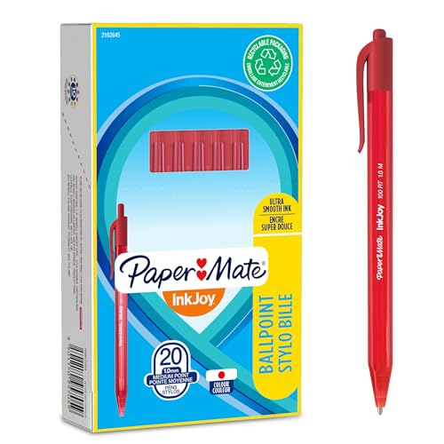 Image of Paper Mate InkJoy 100RT Retractable Ballpoint Pens | Medium Point (1.0mm) | Red | 20 Count