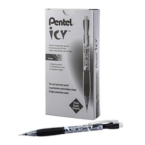 Crayon mécanique Pentel Icy mine épaisse 0.9 mm noir anti-casse lot de 12