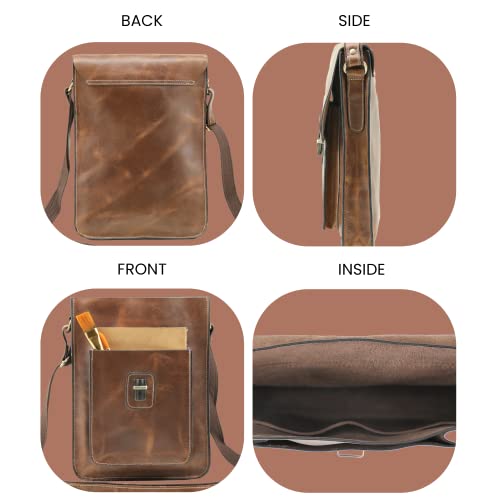 Handmade World Small Leather 11 Inch Sturdy Leather Ipad Messenger Satchel Tablet Bag Shoulder Bag Crossbody Vintage Travel Man Purse Bag Unisex #TOP4