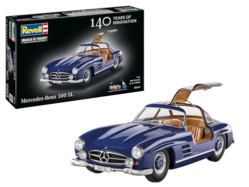 Image of Revell Gift Set 05614 Mercedes-Benz 300 SL - 100 Years Mercedes Benz, 1:24 Scale, Unbuilt Plastic Model Kit with Accessories