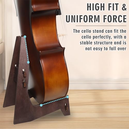 DMREFIT Cello Stand, Wooden Cello Stand with Bow Holder,Detachable full-size cello stand.Stand for 1/2, 1/4, 3/4, 1/8, 7/8 Cello - Thumbnail 4