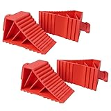 Donext Wheel Chocks Rubber Heavy Duty, Tire Chocks for Travel Trailers, RV, Camper, and Trucks 4-Pack, Red