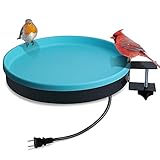 GESAIL Bird Habitat Shallow Design 3 Easy Ways to Mount Outdoor Garden Detachable Heated Bird Bath Bird Feeder, 75W All Seasons Available Bird Baths for Outdoors Garden Yard Decoration - Blue