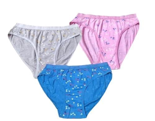 Vikzarray Combo Pack of 3 Pure Cotton Panty Set, Women's Cotton Bikini Panties, Innerwear Butterfly Print, Pink Blue Grey Three Colors Available.-picture-18