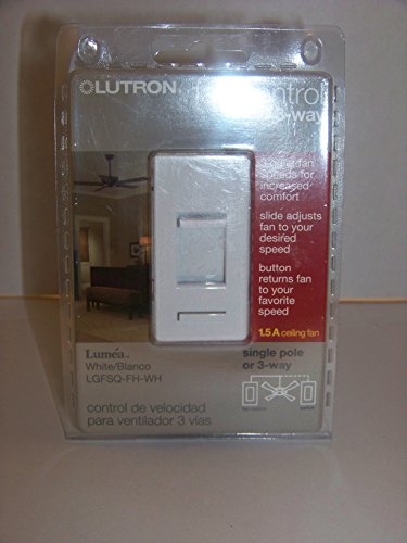 Commande Lutron LGFSQ-FH-WH pour ventilateur de plafond 3 vitesses coloris blanc