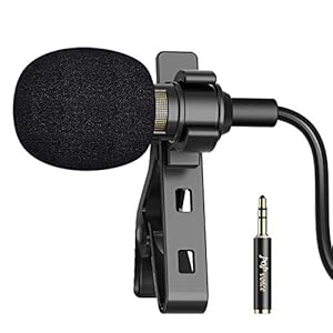 PoP voice 16 Feet Lavalier Microphone for 3.5mm Devices, Android and Camera – Noise Cancelling Lapel Mic TRRS Omni Mic for Phones, TikTok, Video Recording (with a TRS Adapter, 2 Clips and 4 Covers)