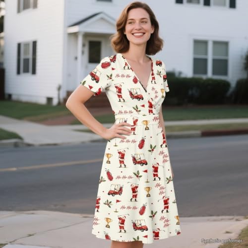 Image of Women's Summer Dresses Short Sleeve Formal Dresses with Pockets | Lightweight polyester fabric delivers cool airflow during hot summer outdoor activities