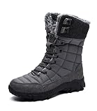 ENLEN&BENNA Men's Women's Winter Waterproof Snow Boots With Fur Lined Anti Slip Lace up Warm Mid Cal