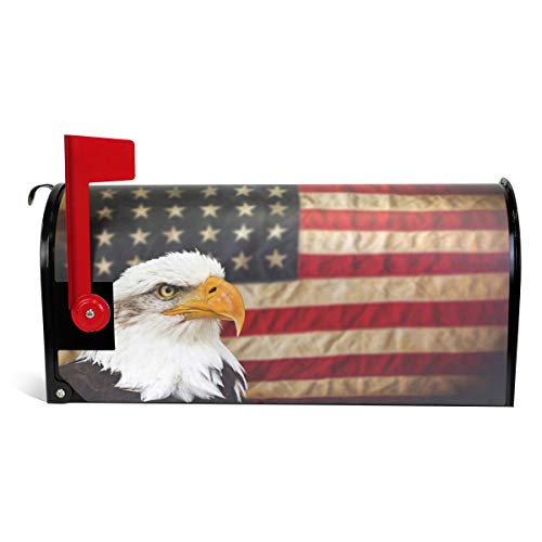 senya Magnetic Mailbox Cover Bald Eagle with American Flag Standard Sized