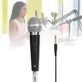 Micrófono de Mano, micrófono dinámico con Cable con IC Premium, micrófono de Sonido de Alta fidelidad Profesional para KTV, interpretación de música Vocal, reuniones, Cine en casa(Negro)