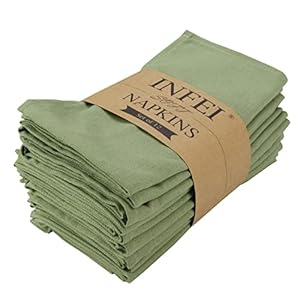 Solid Color Cotton Blended Dinner Cloth Napkins – Set of 12 (17 x 17 inches) – for Events & Home Use (Olive)