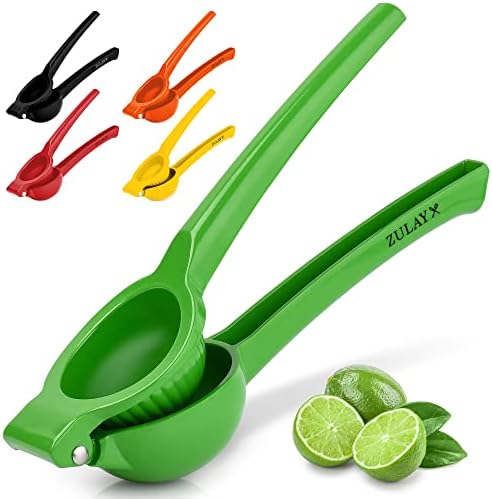 Zulay Premium Quality Metal Lime Squeezer, Citrus Juicer, Manual Press for Extracting the Most Juice Possible - Lime Juicer (Green)