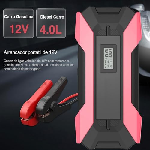 Carregador de Bateria Automotivo 12V 16000mAh, Starter para Carro, Moto, Caminhões e Barcos, Auxilia