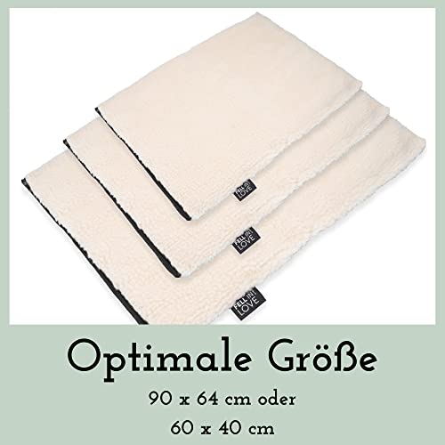 Fellou Heizdecke Katze 90 x 64 cm - Selbstheizende Decke Katze - Waschbar, Knisterfrei & rutschfest - Wärmedecke Hund - Heizmatte Haustier - Kuschelig weiche Wärmematte ohne Strom in beige