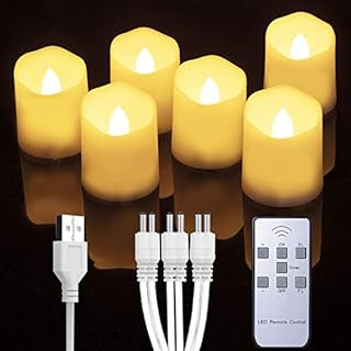 Homemory Rechargeable Flameless Tealights Votive Candles with Remote, Battery Tea Lights with Timer, 6 PCS Electric Fake Candle in Warm White (USB Charging Cable Included)