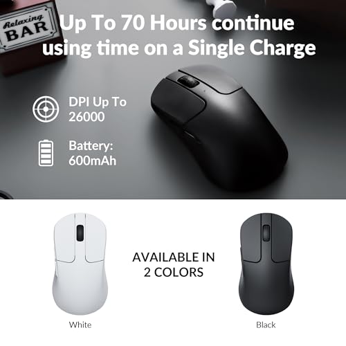 Image of Keychron M3 Mini Wireless Optical Mouse, Bluetooth 5.1 /2.4 GHz /Wired Gaming Mouse, Programmable PixArt 3395 Sensor with up to 26,000 DPI / 650 IPS, Lightweight Ergonomic for Windows Mac Linux - Black