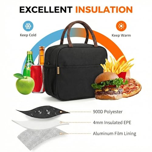 Image of FOSSE (7.5 L Insulated Travel Lunch /Tiffin /Storage Bag for Office, College & School | Hot & Cold Travel Lunch Box for Men,Women | Tiffin Box & Bottles, Picnic Bag (Black)