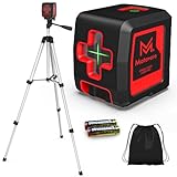 Self-Leveling Laser Level with Tripod, 100Ft Green Cross Line Rotary Laser Tool - 4 Brightness Modes, Manual & Pulse Mode for Indoor/Outdoor Use, IP54 Waterproof with Carrying Bag