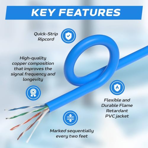 SATMAXIMUM Cable Ethernet Cat5e 500ft UTP CCA Azul miniatura 5