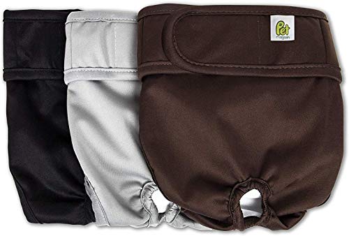 Pet Magasin Reusable Washable Dog Diapers (Pack of 3), Highly Absorbent with Strong & Flexible Closure (Original, XS (10”-12” Waist))
