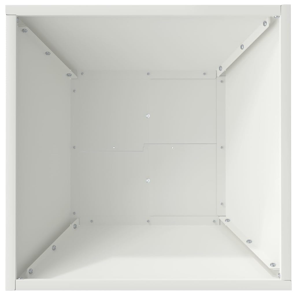 Minimalistyczna Donica Ogrodowa Biała 40x40x15 cm Stal Zimnogięta Nowoczesna Metalowa Skrzynia na Kwiaty na Taras i Balkon Odporna na Warunki Zewnętrzne Łatwy Montaż