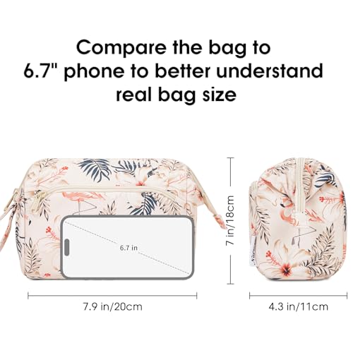 Image of Narwey Travel Makeup Bag Toiletry Bag, Wide Open Cosmetic Bag for Women