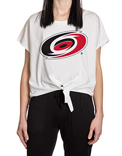 Calhoun NHL Womens Front Tie Cover Up Loose Fit Crop T-Shirt (Small/Medium Carolina Hurricanes)