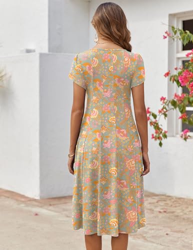 Image of ZEAGOO Womens Casual Dresses for Summer Short Sleeve Flare Midi Dress Loose Flowy Beach Sundress