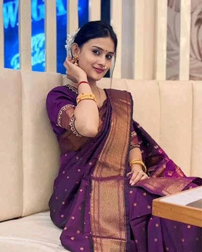 Image of C J Enterprise Women's Banarasi Saree Pure Kanjivaram Style Silk Saree With Blouse Piece for Wedding (BS09)