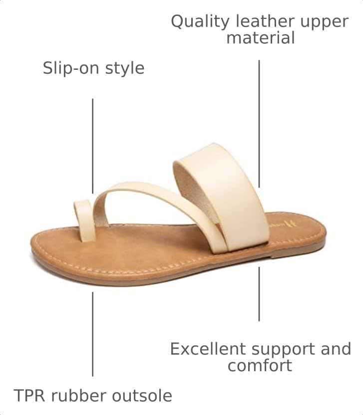 Image of Huayuanwell Women's Slide Sandals Slip On Flat Sandals Flip Flop Thong Sandals Casual Summer Sandals