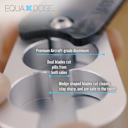 Image of EQUADOSE Pill Splitter with Premium and Durable Aluminum Blades, Black | Safely and Cleanly Cuts Small and Large Tablets, Vitamins, and Pills, Tablet Divider for Accurate Medication Dosing