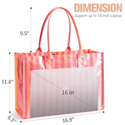 Image of KALIDI PVC Tote Bag Women's Kraft Paper Work Handbags Purses with Top Handle