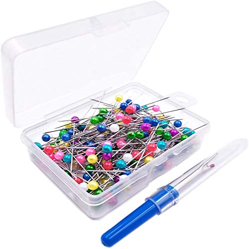 200 Pieces Sewing Pins, Aruza 1.5 in Premium Ball Head Straight Pins with Sewing Seam Ripper for DIY Sewing Crafts