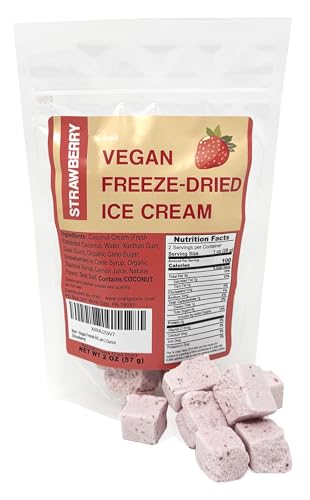 Freeze Dried Strawberry Ice Cream, Freeze Dried Ice Cream Bites, VEGAN, Vegan Candy, 2 Ounce (Strawberry)